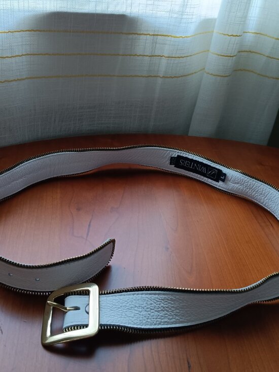 Pre-Loved JJ Winters Novelty White Leather Belt MADE IN THE USA Size Large
